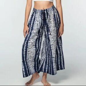 NWT Shibori Wide Leg Pants Flowy Blue Tie-dye